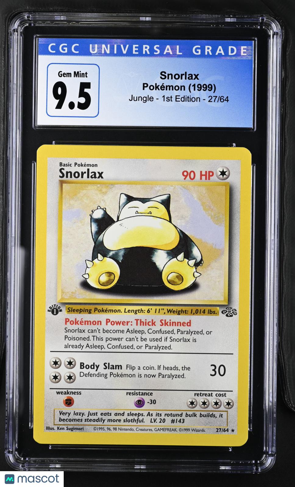 1999 Pokemon Jungle Snorlax #27/64 1st Edition CGC 9.5