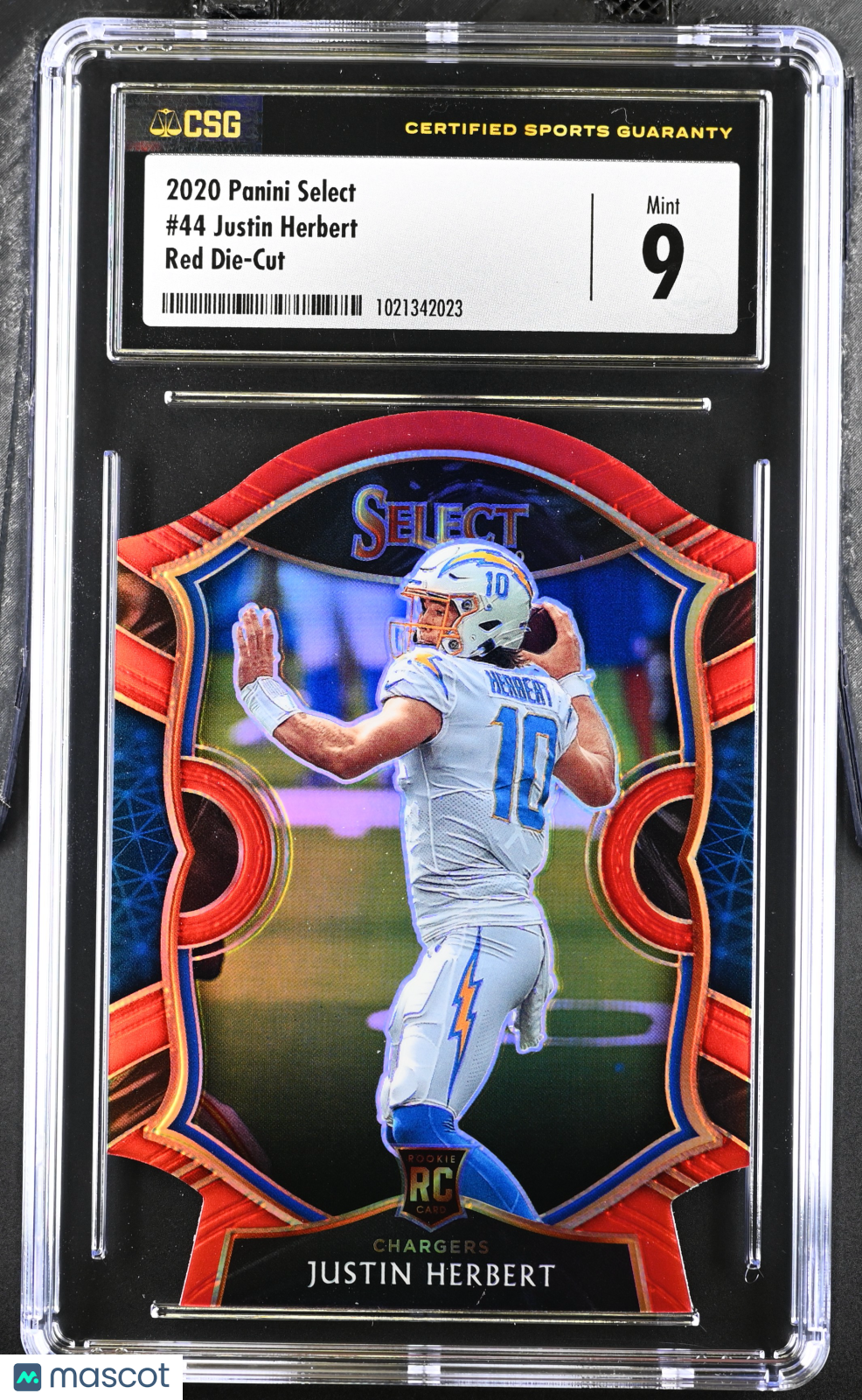 2020 Select Justin Herbert Red Die-Cut Rookie #44 CGC 9 San Diego Chargers