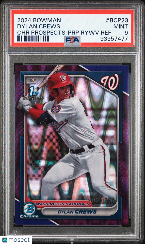 2024 Bowman Chrome Prospects Dylan Crews PRP Raywave #BCP23 PSA 9