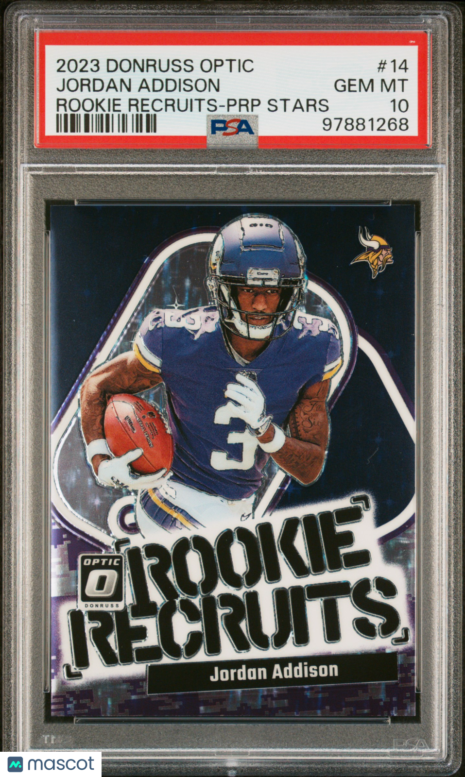 2023 Panini Donruss Optic Rookie Recruits Jordan Addison PRP Stars 14 PSA 10 GEM