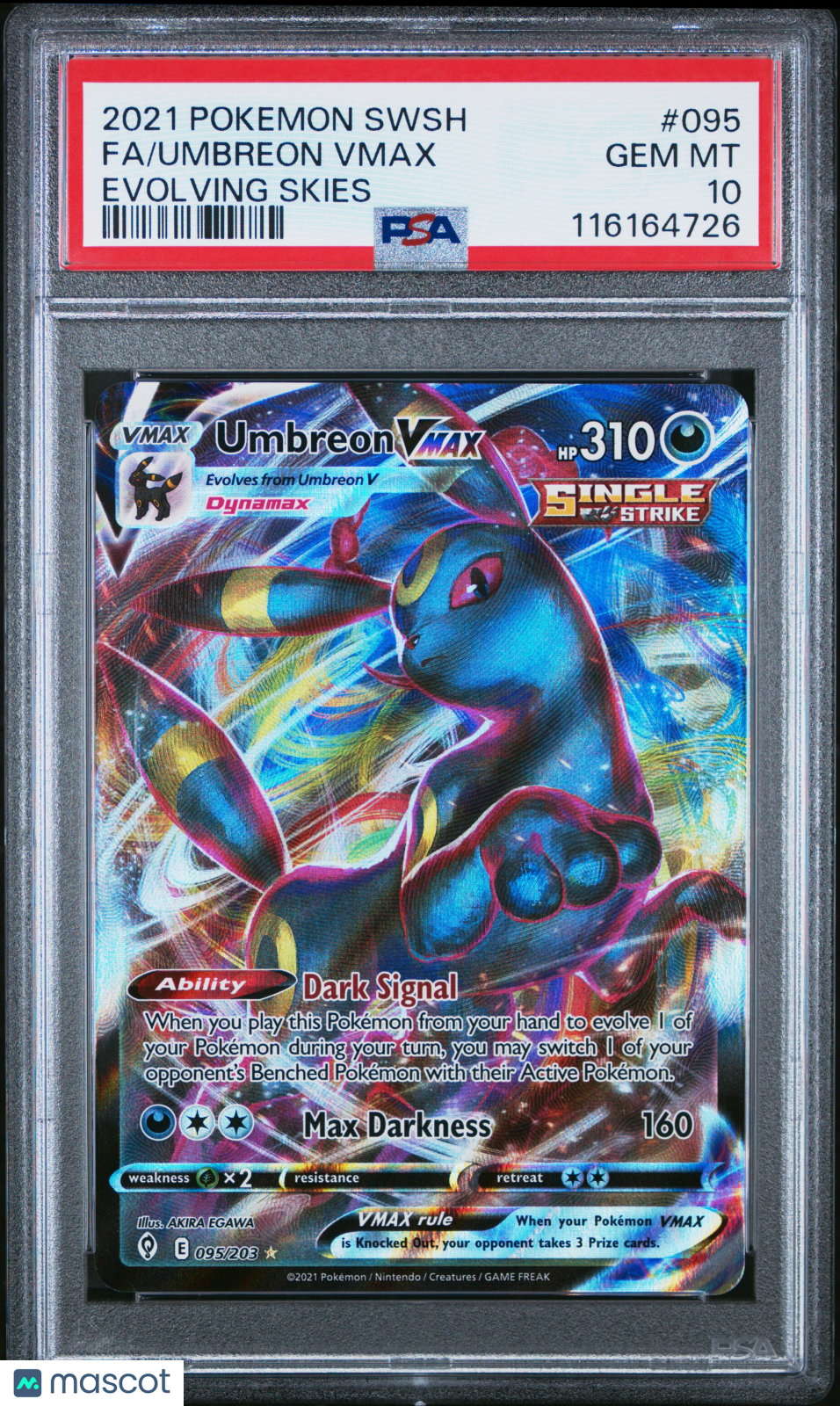 2021 Pokemon Sword & Shield Evolving Skies Umbreon VMAX #095 PSA 10