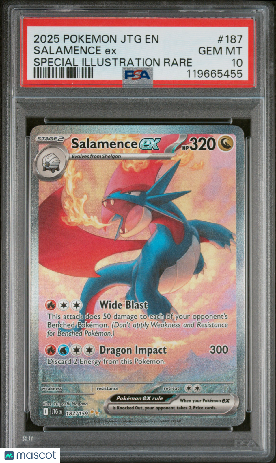 2025 Pokemon Journey Together Salamence EX #187 Special Illustration Rare PSA 10