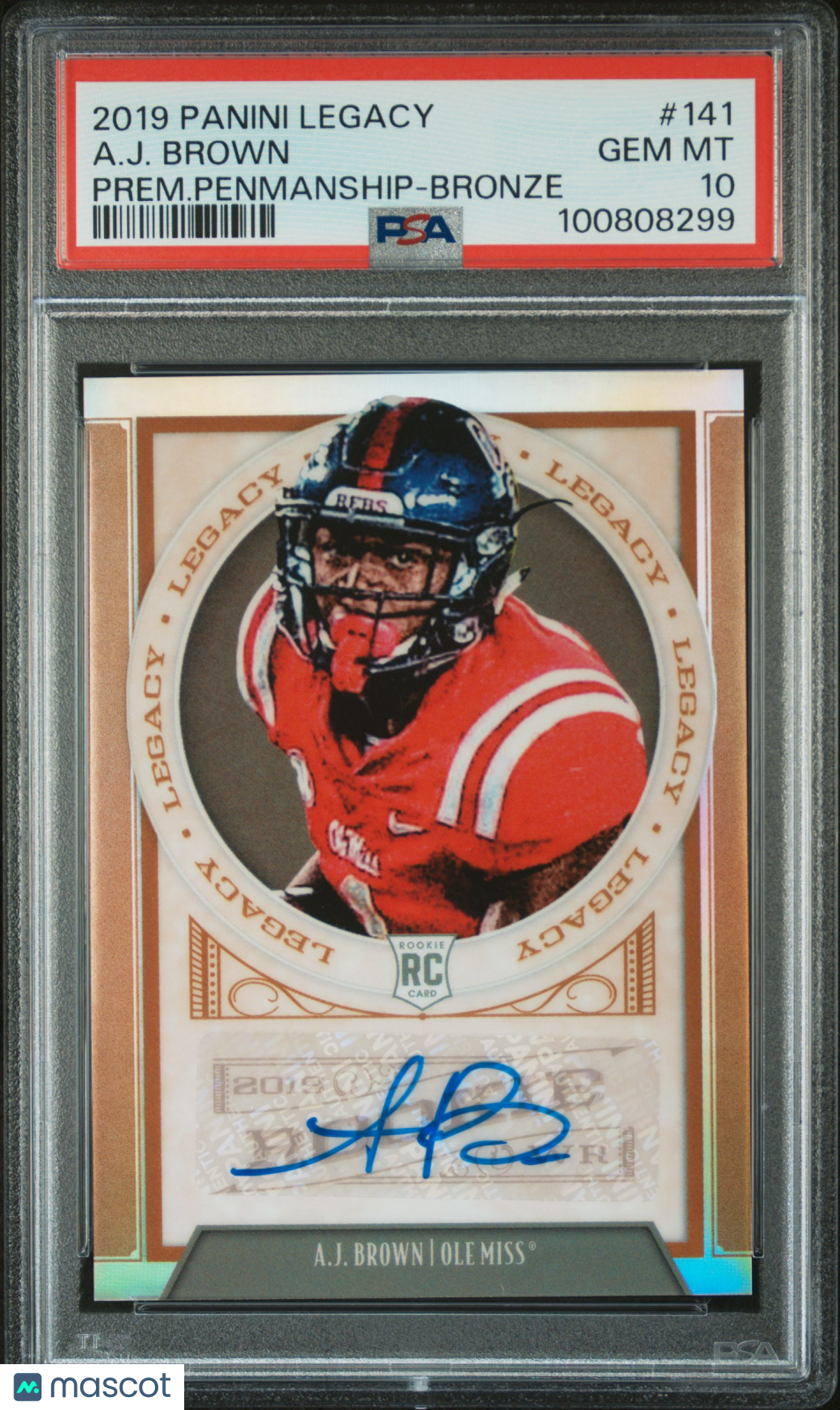 2019 Panini Legacy A. J. Brown /35 Premium Penmanship Bronze #141 PSA 10 AUTO
