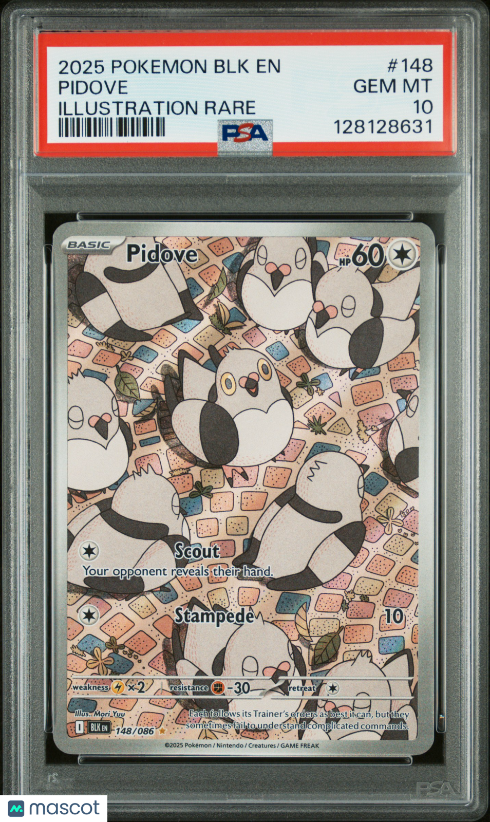 2025 Pokemon BLK EN-Black Bolt Pidove #148 Illustration Rare PSA 10