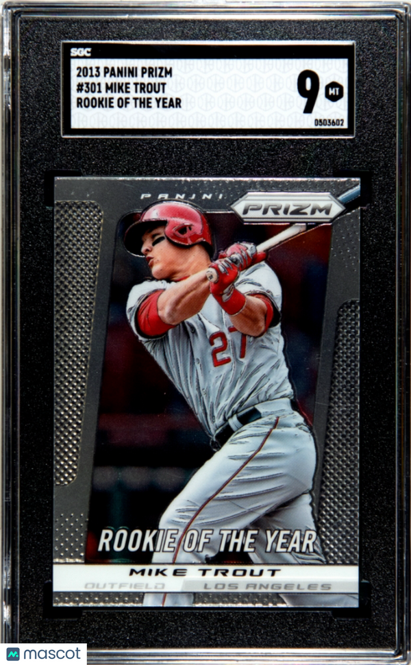 2013 Panini Prizm Mike Trout #301 SGC 9 Rookie Of The Year