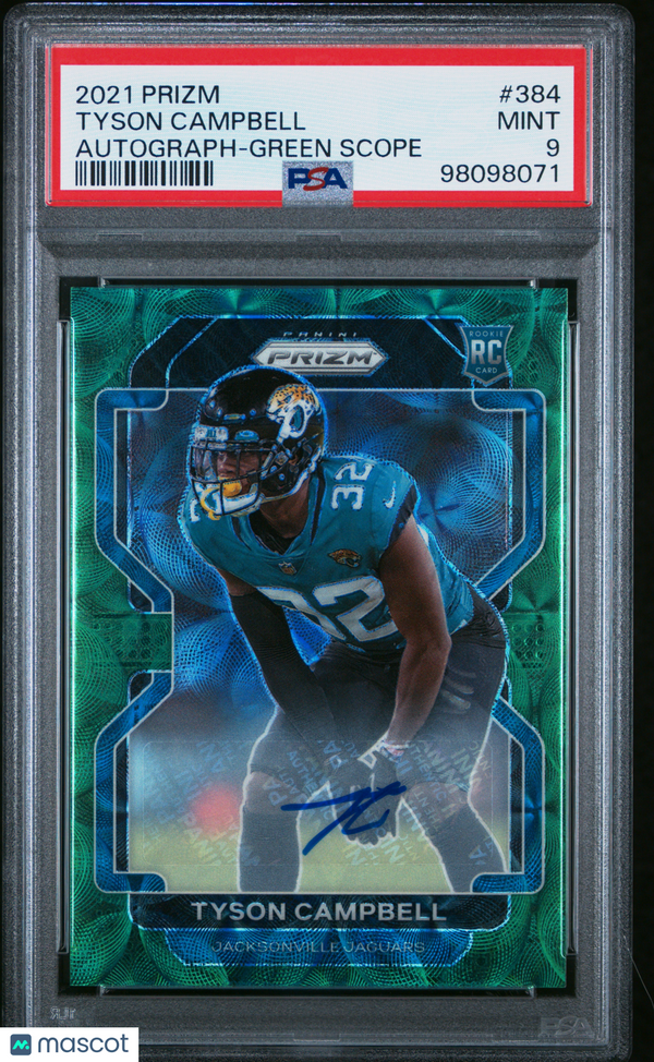 2021 Panini Prizm Tyson Campbell Autograph Green Scope #384 PSA 9 MINT ROOKIE