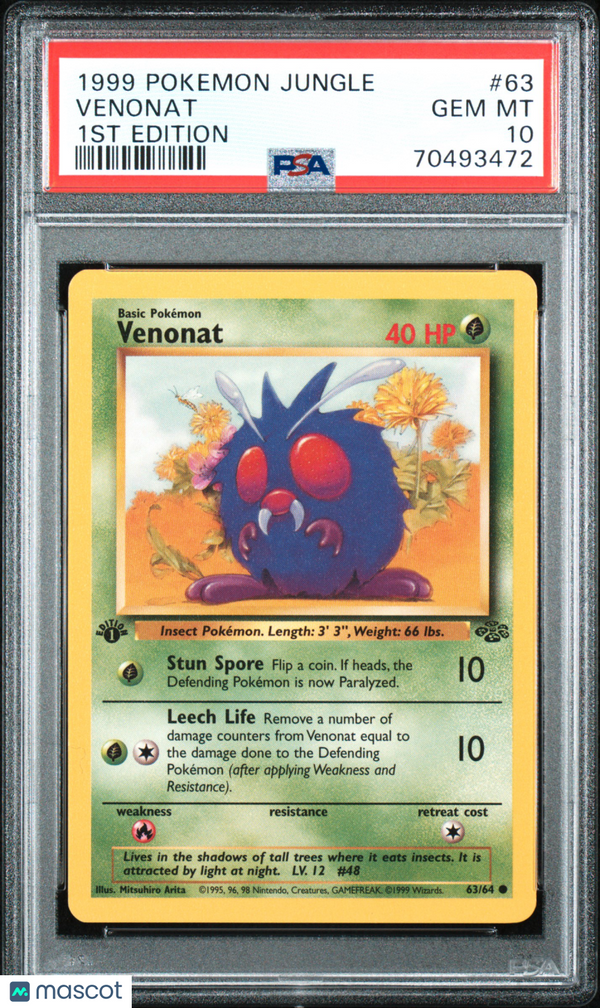 1999 Pokemon Jungle Venonat #63 PSA 10