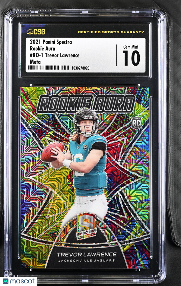 2021 Panini Spectra Trevor Lawrence Meta Rookie 10/25 Rookie Aura CGC 10 Jaguars