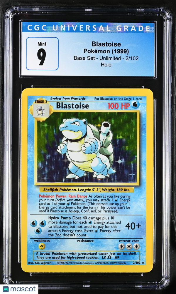 1999 Pokémon Blastoise #2/102 English CGC 9