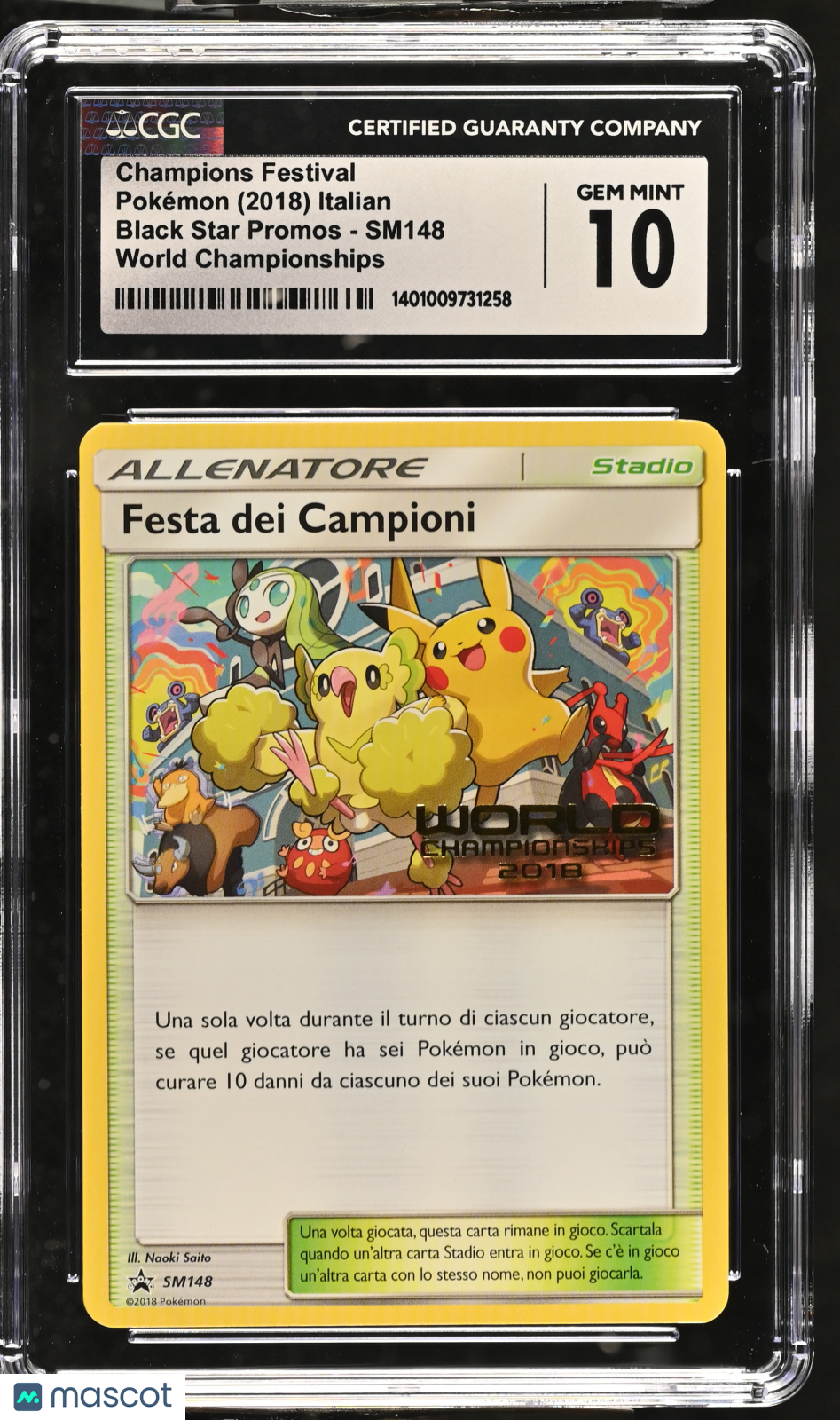 2018 Pokémon Black Star Promos Champions Festival #SM148 Italian CGC 10