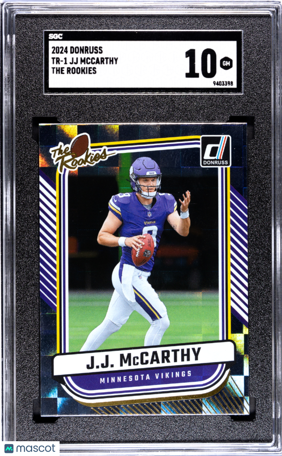 2024 Donruss JJ Mccarthy The Rookies Rookie #TR-1 SGC 10 Minnesota Vikings