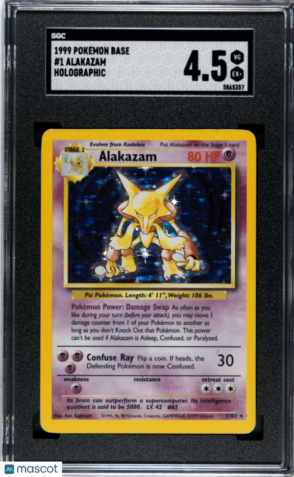 1999 Pokémon TCG Alakazam #1 SGC 4.5