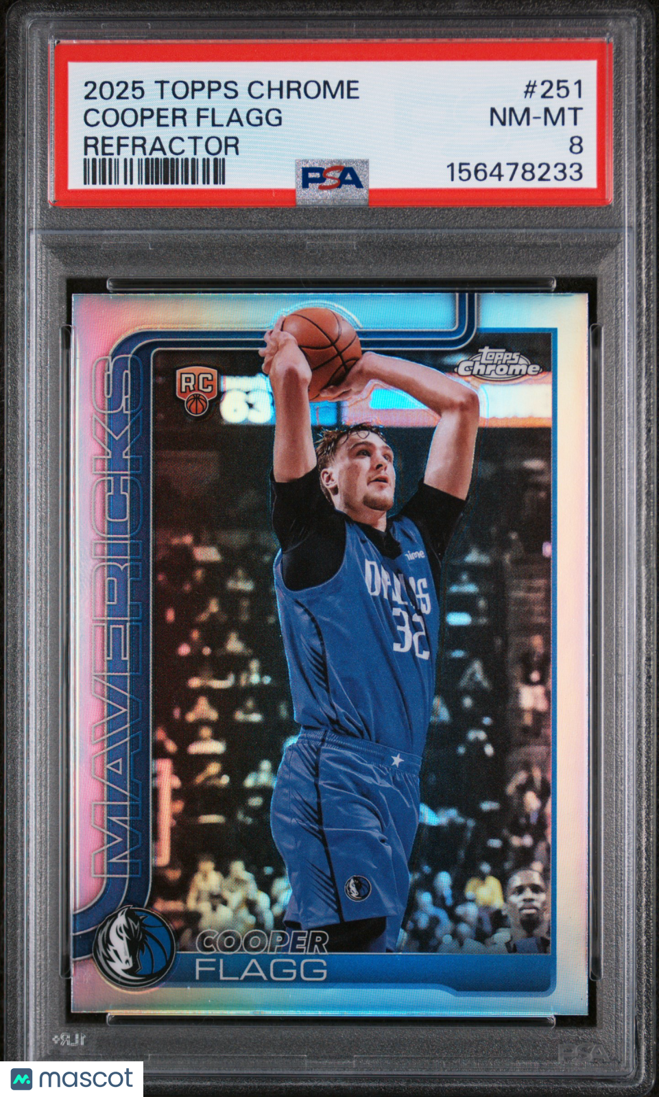 2025 Topps Chrome Cooper Flagg Refractor Rookie #251 PSA 8 Dallas Mavericks