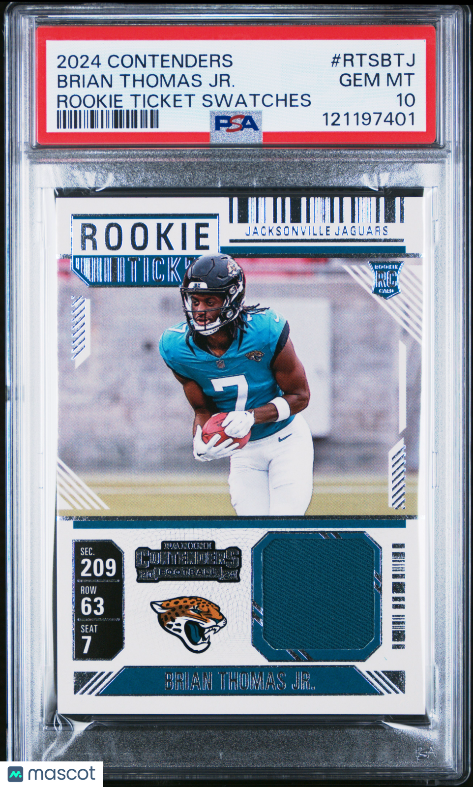 2024 Panini Contenders Rookie Ticket Swatches Brian Thomas JR. #RTSBTJ PSA 10