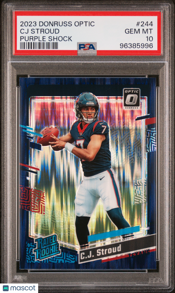 2023 Panini Donruss Optic CJ Stroud Purple Shock Rookie #244 PSA 10 Texans