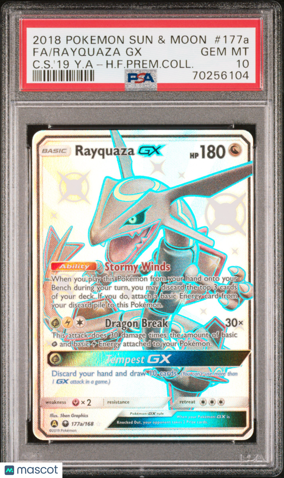 2018 Pokemon Sun & Moon Celestial Storm Rayquaza GX #177a PSA 10