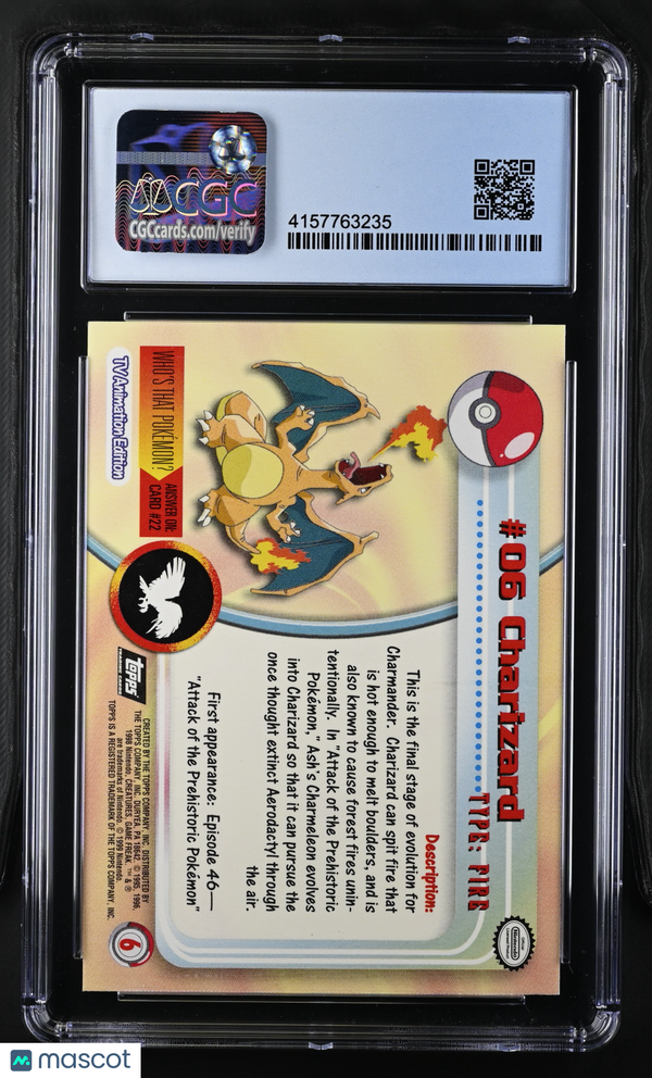 1999 Topps Series 1 Charizard #6 Second Print Silver Foil CGC 10
