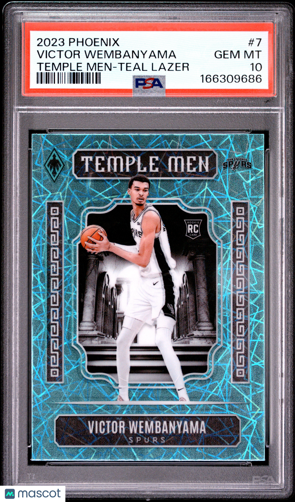 2023 Panini Phoenix Temple Men Victor Wembanyama Teal Lazer Rookie #7 PSA 10