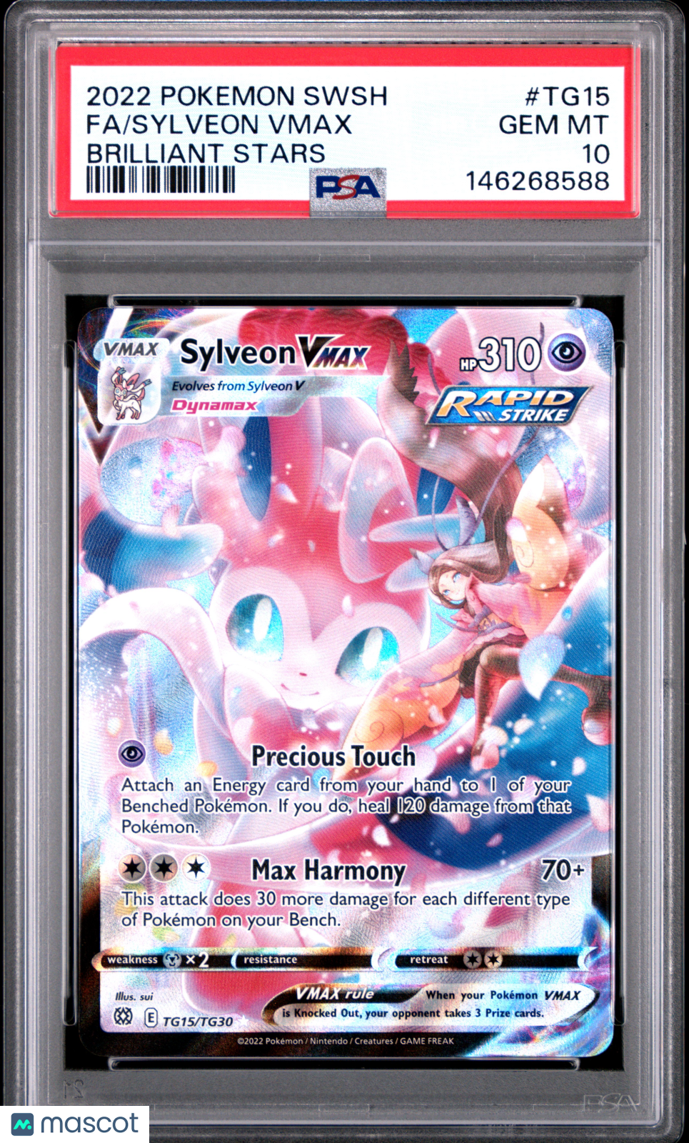 2022 Pokemon Sword & Shield Brilliant Stars Sylveon VMAX #TG15 PSA 10