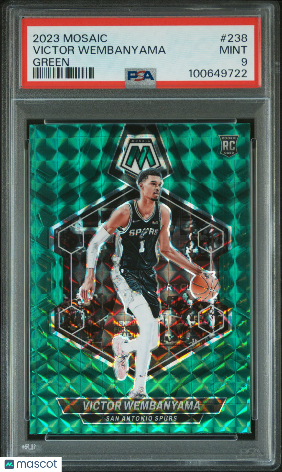 2023 Panini Mosaic Victor Wembanyama Green Rookie #238 PSA 9 San Antonio Spurs