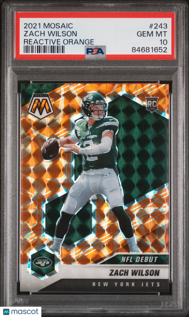 2021 Panini Mosaic Zach Wilson Reactive Orange