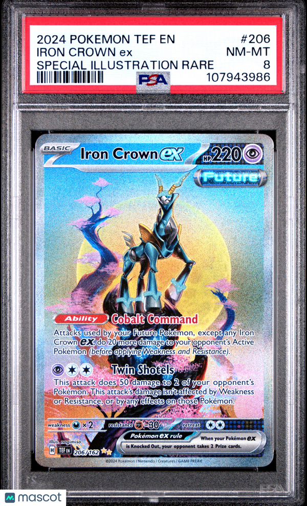 2024 Pokemon Tef EN Iron Crown EX #206 Special Illustration Rare PSA 8