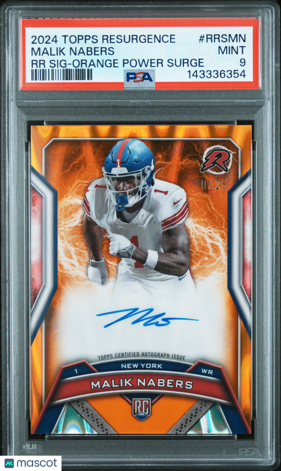 2024 Topps Resurgence Rookie Signatures Malik Nabers RR Orange Power 10/25 PSA 9