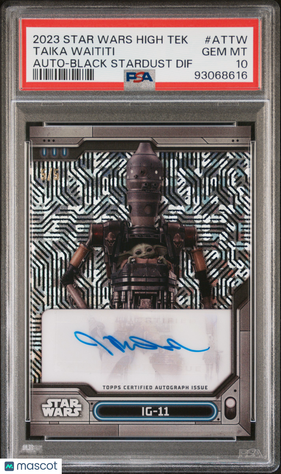 2023 Topps Star Wars High Tek Autographs IG-11 Taika Waititi 5/5 PSA 10 GEM MINT