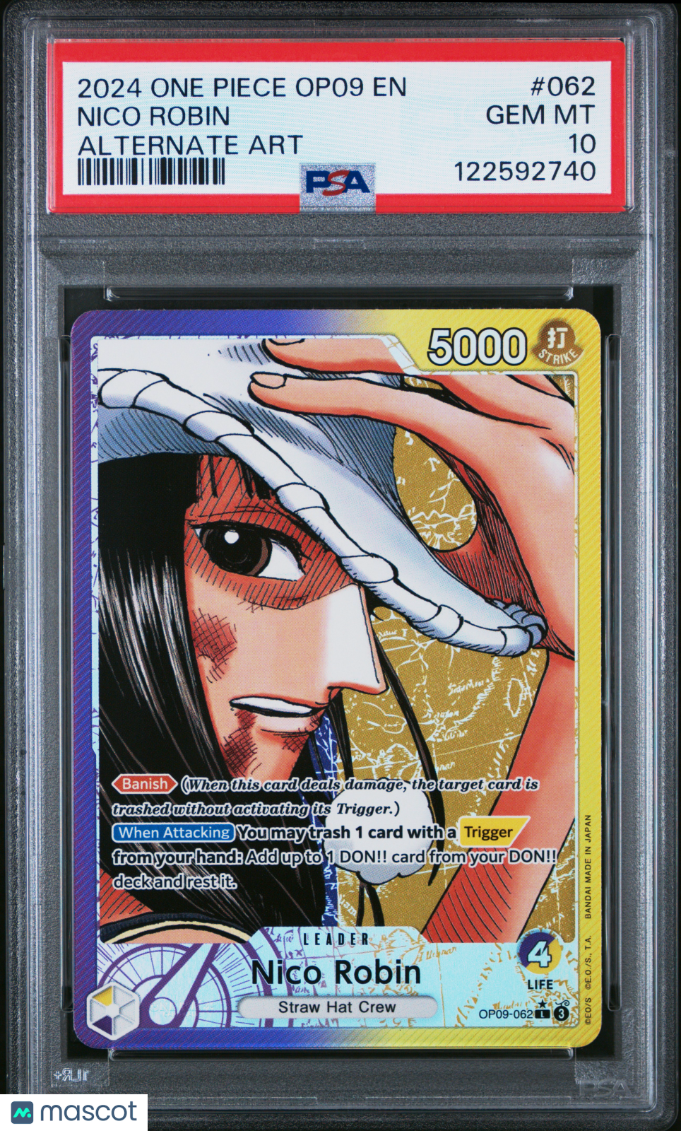 2024 One Piece Op09-Emperors In The New World Nico Robin #062 Alt Art PSA 10