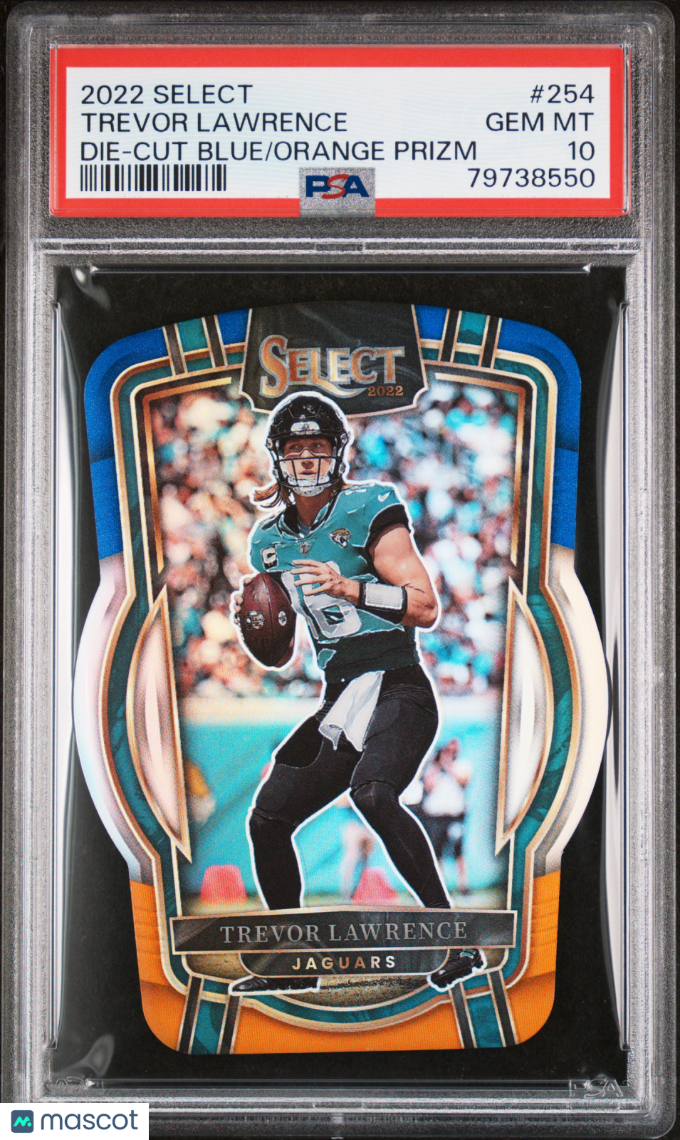 2022 Panini Select Trevor Lawrence Die Cut Blue Orange Prizm #254 PSA 10
