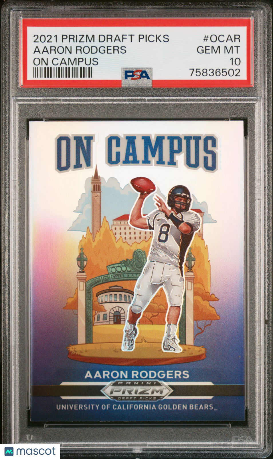2021 Panini Prizm Draft Picks On Campus Aaron Rodgers #OCAR PSA 10