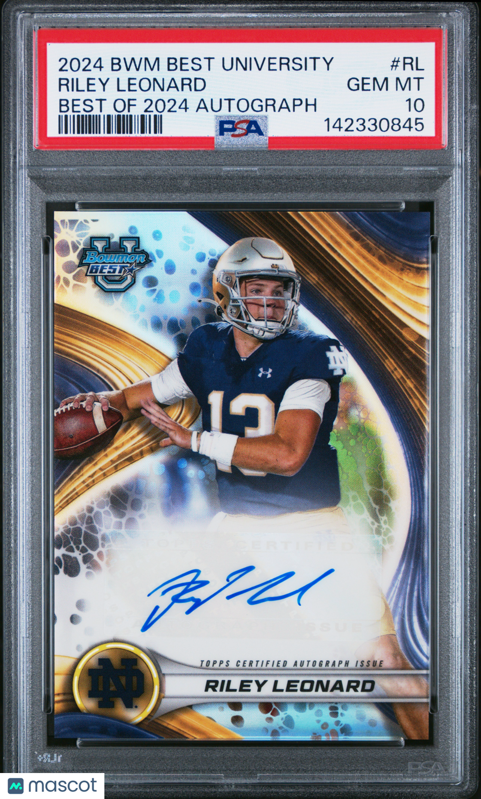 2024 Bowman Best University Autographs Riley Leonard PSA 10 GEM MINT