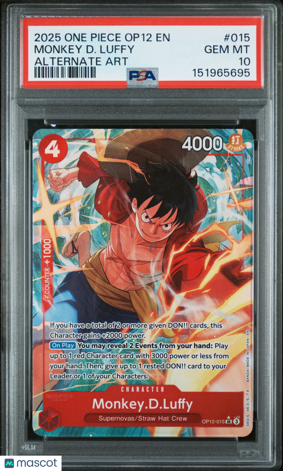 2025 One Piece Legacy Of The Master Monkey D. Luffy #015 Alternate Art PSA 10