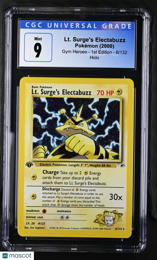 2000 Pokémon Gym Heroes - 1st Ed.  Lt. Surge's Electabuzz #6/132 CGC 9 MINT