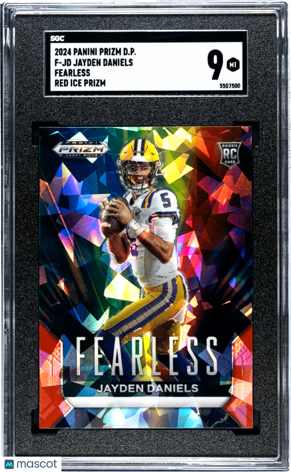 2024 Prizm Draft Jayden Daniels Fearless Red Ice Rookie SGC 9 Commanders