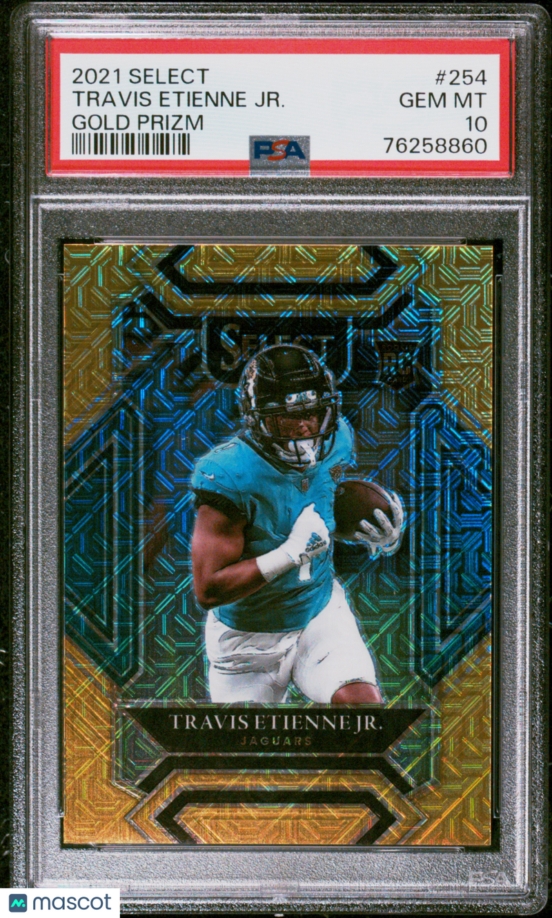 2021 Panini Select Travis Etienne JR. Gold Prizm #254 PSA 10 GEM MINT #d 09/10