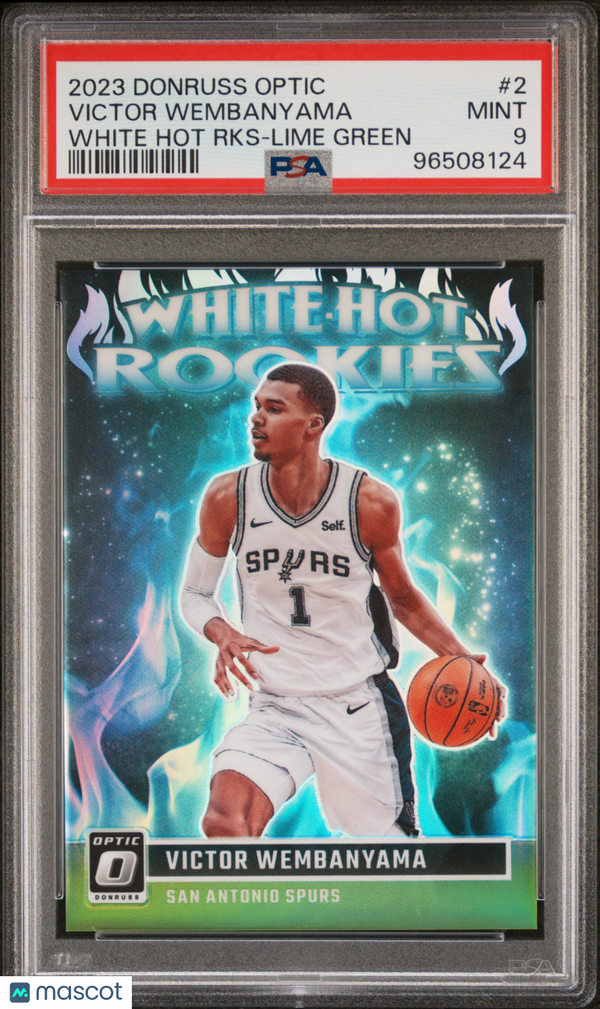 2023 White Hot Rookies Victor Wembanyama White Hot RKS Lime Green /149 #2 PSA 9