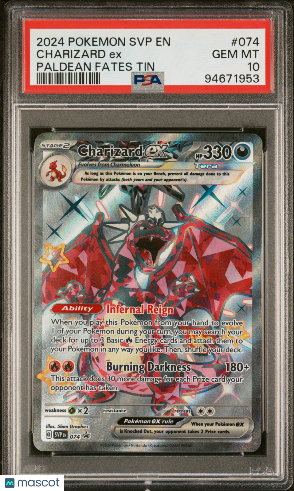 2024 Pokemon SVP EN-SV Black Star Promo Charizard EX #074 PSA 10