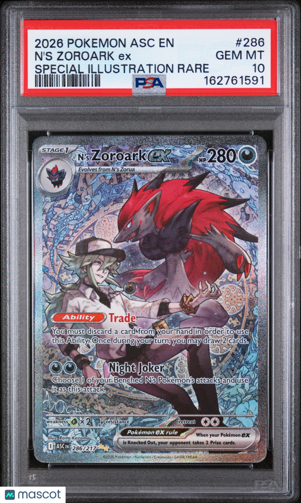 2026 Pokemon Ascended Heroes N'S Zoroark EX #286 SIR PSA 10 GEM MINT