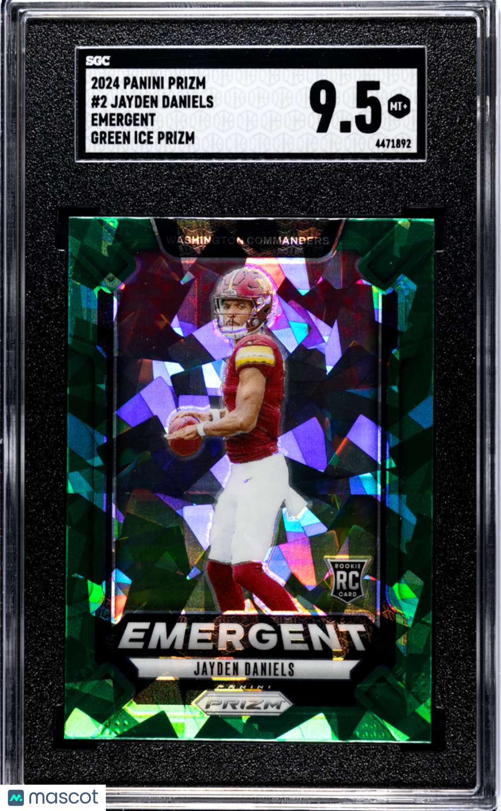 2024 Prizm Jayden Daniels Emergent Green Ice Rookie #2 SGC 9.5 Commanders