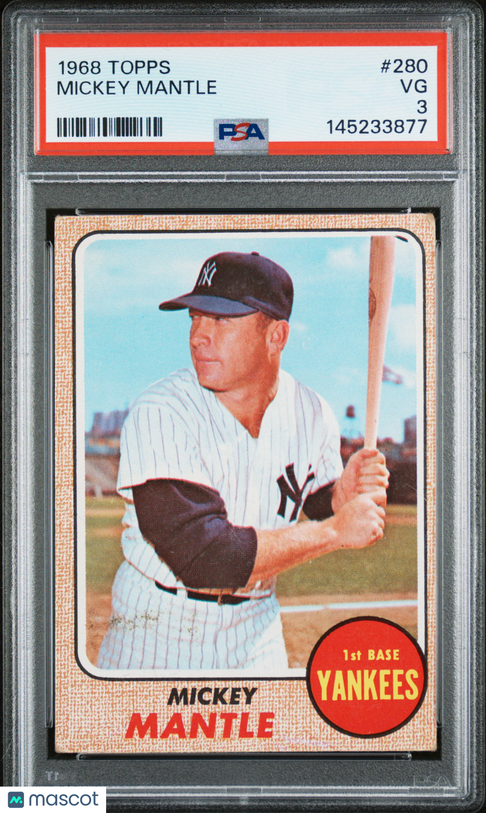 1968 Topps Mickey Mantle #280 PSA 3 New York Yankees