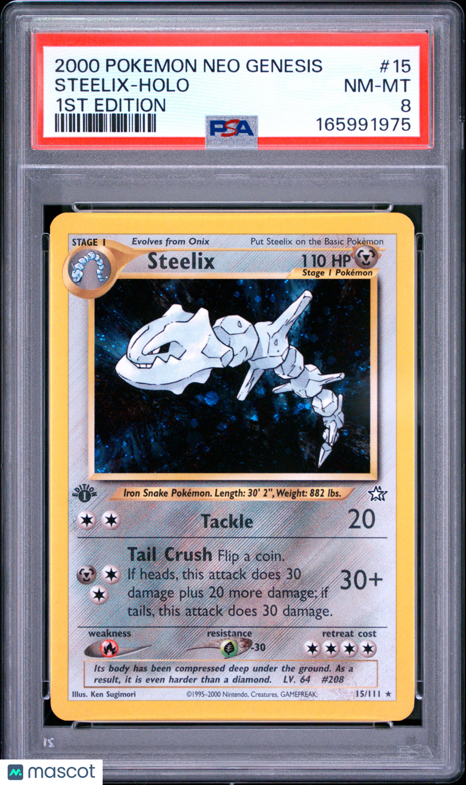 2000 Pokemon Neo Genesis 1st Edition Steelix #15 1st Edition PSA 8