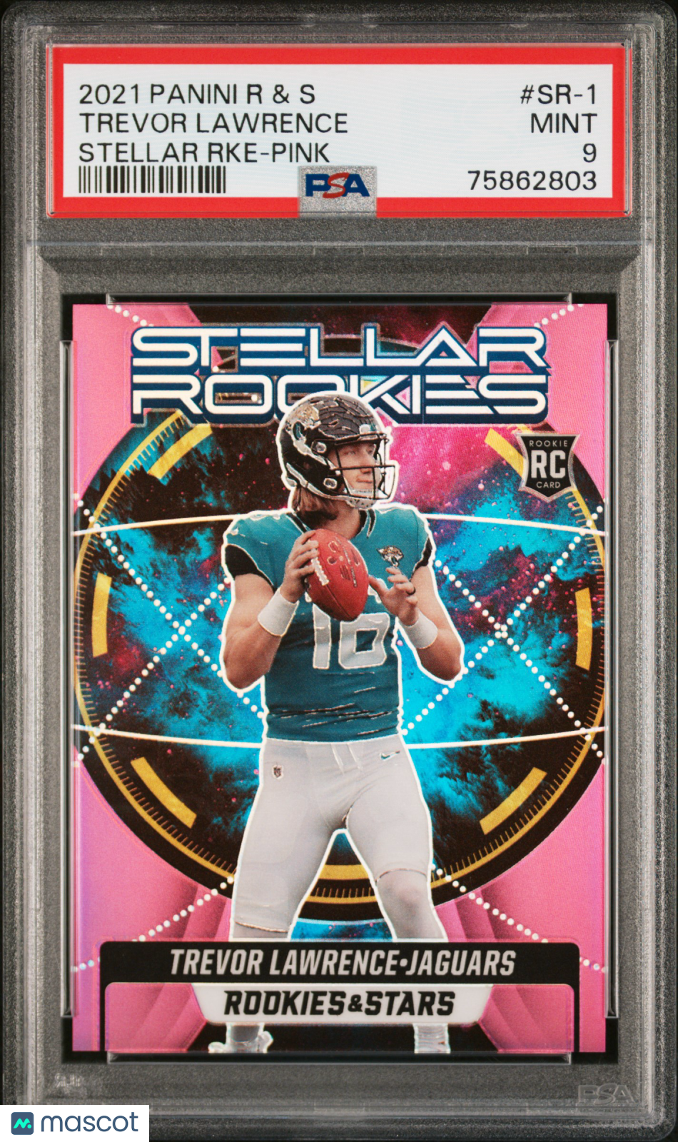 2021 Rookies & Stars Stellar Trevor Lawrence Pink Rookie /75 PSA 9 Jaguars