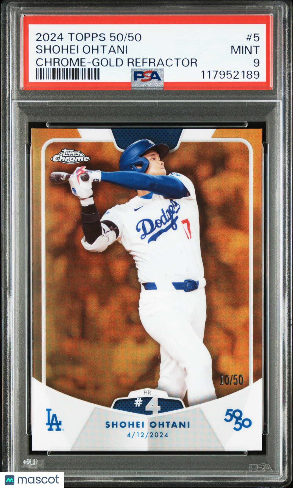 2024 Topps 50/50 Shohei Ohtani Chrome Gold Refractor 10/50 #5 PSA 9