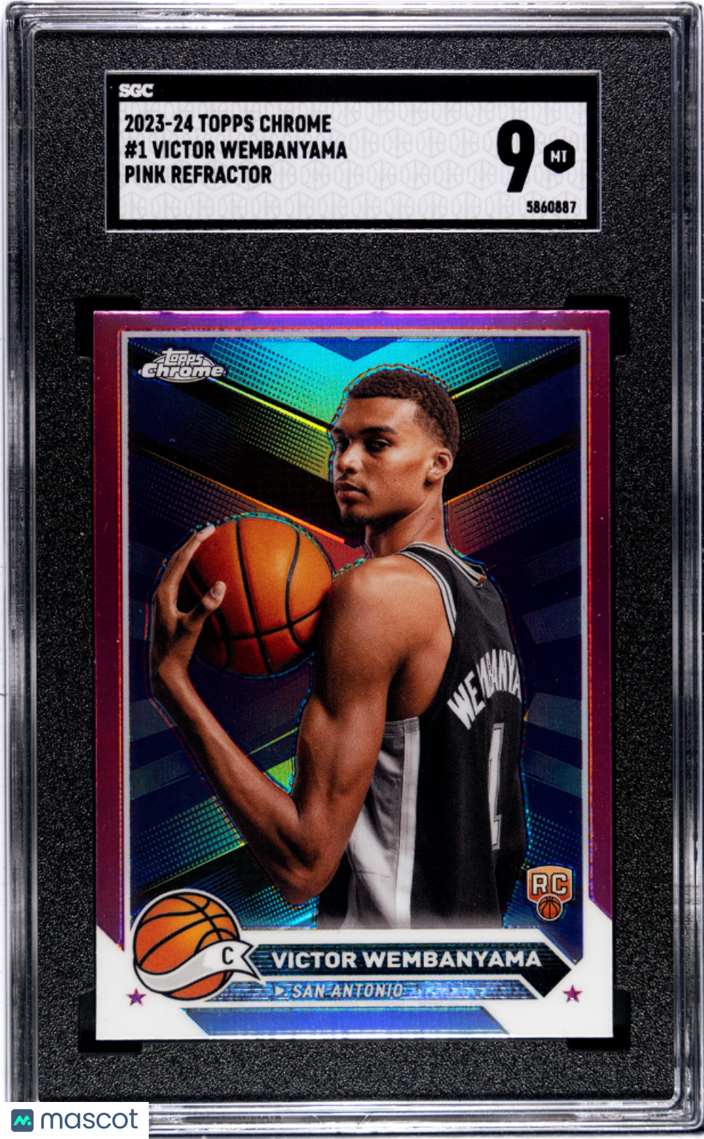 2023 Topps Chrome Victor Wembanyama Pink Refractor Rookie #1 SGC 9 San Antonio
