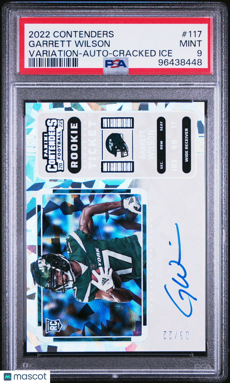 2022 Panini Contenders Garrett Wilson Variation Auto Cracked Ice 03/22 PSA 9