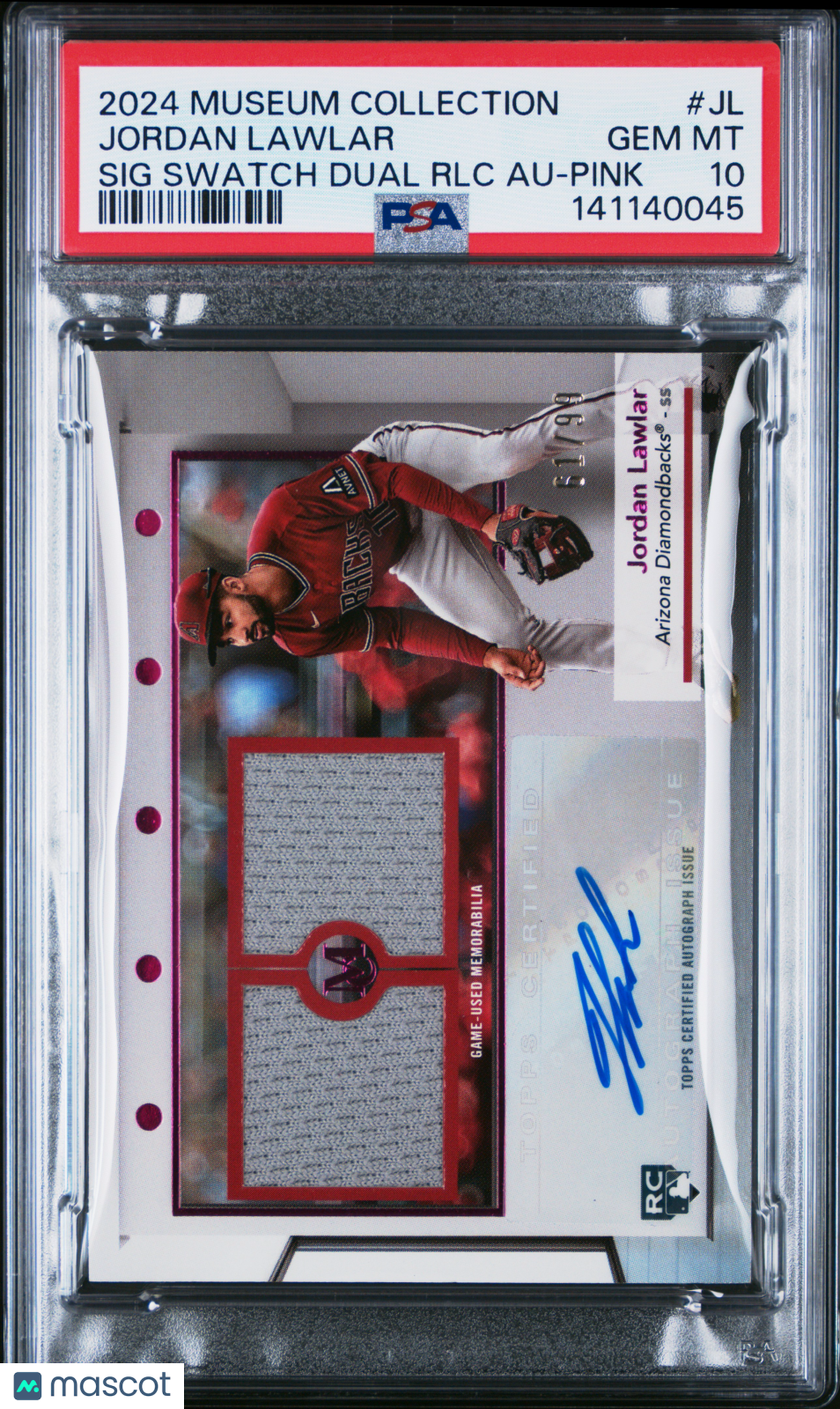 2024 Topps Museum Collection Autographs Jordan Lawlar Pink /90 PSA 10 GEM MINT