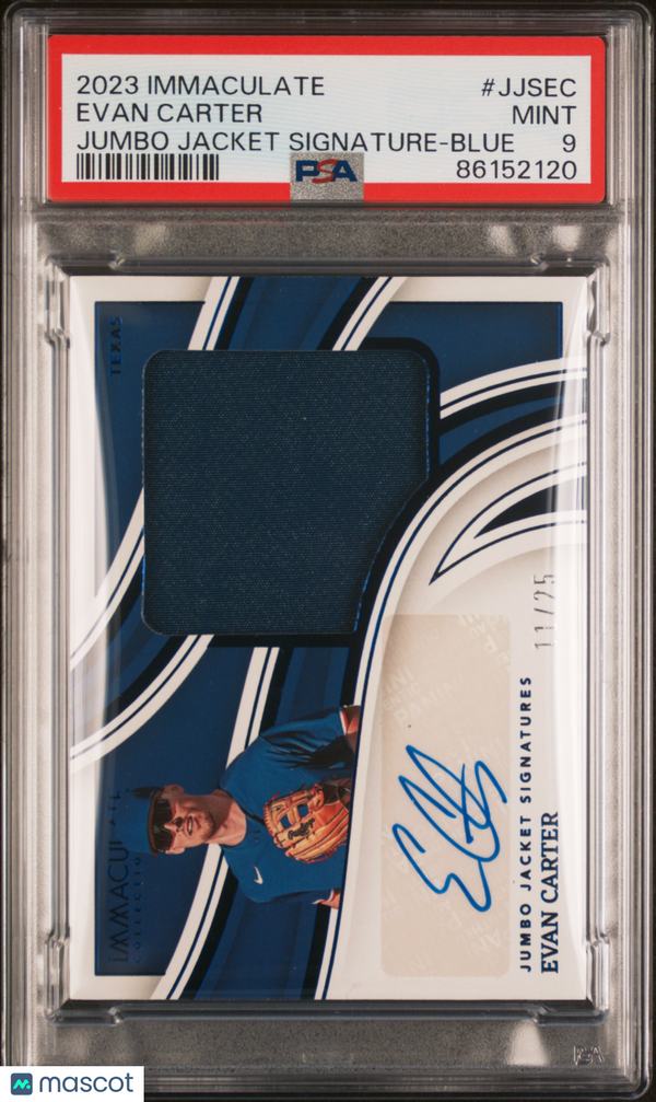 2023 Panini Immaculate Collection Jumbo Signatures Evan Carte PSA 9 Baseball