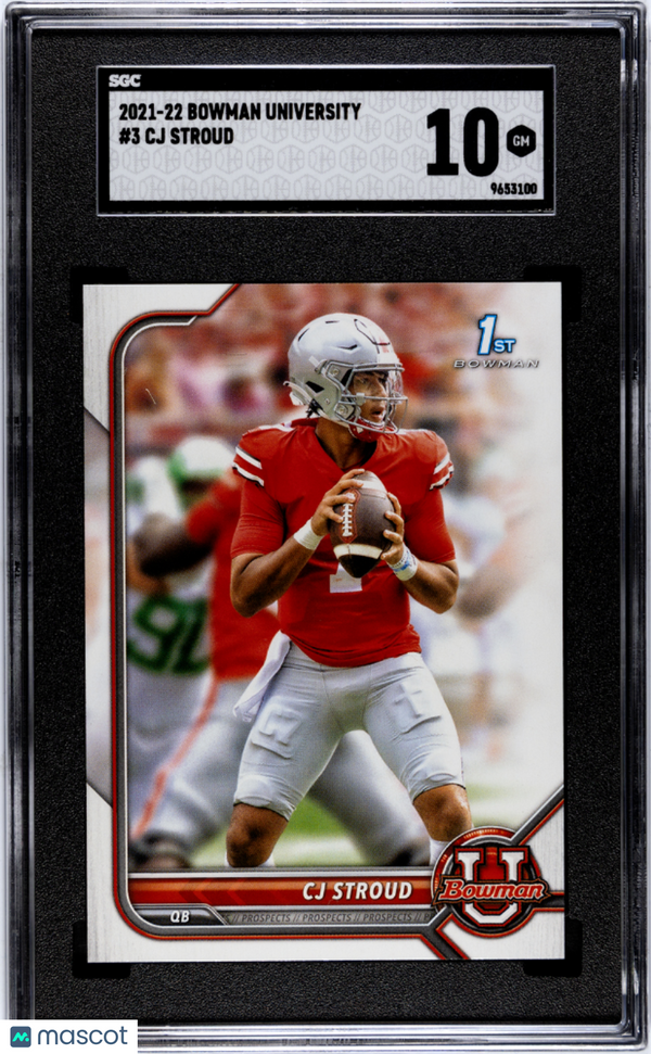2021 Bowman University CJ Stroud #3 SGC 10 GEM MINT 1st Bowman Card