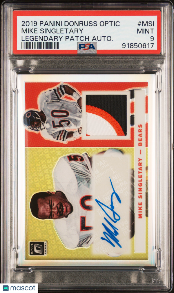 2019 Donruss Optic Legendary Patch Autographs Mike Singletary PSA 9 MINT 23/25